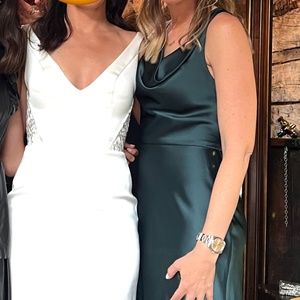 Dark Green Satin Dress - Size 0